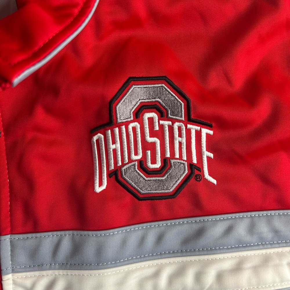 VTG Ohio State Buckeyes Starter Track Jacket Men Large Scarlet Red Gray 90s NCAA - Picture 6 of 7